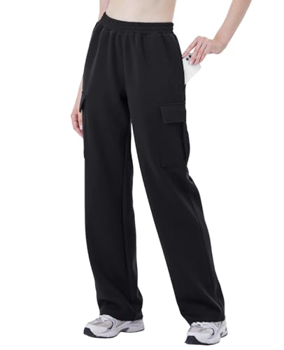 TTZ 32/34 Inseam Womens Tall Sweatpants Wide Leg Sweat Pants Joggers with Cargo Pockets