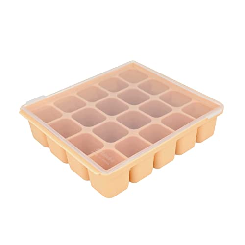 Petinube Silicone Freezer Tray, Baby Food Storage Cubes With Clip-On Lid, Freeze Baby Food, Soups, Purees, Ice, Easy And Safe Design, Made In Korea (20Cubes 0.8Oz, Sand Beige) #TOP1