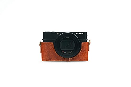 Rx100 Vi Case, Bolinus Handmade Genuine Real Leather Half Camera Case Bag Cover For Sony Cyber-Shot Dsc-Rx100 Vi Rx100 Vi Camera With Hand Strap -Lava Brown #TOP23