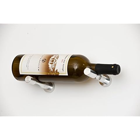 VintageView Vino Pins – Metal Wall Mounted Wine Bottle Rack for Drywall or Wood Surfaces - Stylish Modern Wine Storage with Label Forward Design (Milled Aluminium, 1 Bottle) Cover