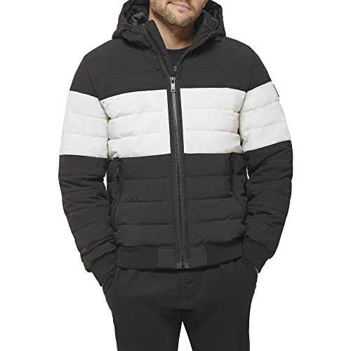 Image of DKNY Men's Quilted Performance Hooded Bomber Coat