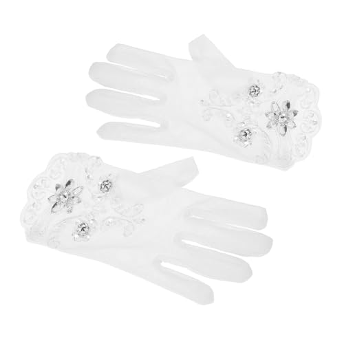 Guantes de novia de encaje sin dedos para lucir anillo sin quitar guante