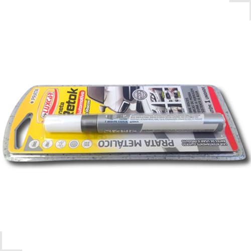 Luxcar - Caneta Retok Automotivo Tira Riscos - Cor Prata Metálico