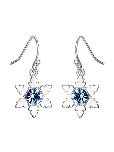 Disney Frozen 2 Fine Silver Plated Blue Crystal Snowflake Dangle Earrings