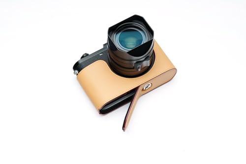 Demi-étui Leica Q3 fait main cuir véritable jaune clair