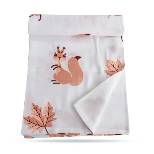 Image of Tinylane 100% Cotton Printed Swaddle Wrap for Newborn Baby | Soft & Breathable Muslin Blanket, 90 x 90cm, Skin-Friendly | for 0-2 Years | Pack of 3 (Brown Squirrel, Orange Daisy, and Blue Deer)