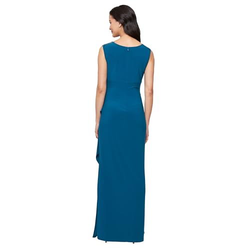 Image of Alex Evenings Women's Long Column Dress with Sweetheart Illusion Neckline