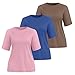 Huukeay 3 Pack Women's Half Sleeve T-Shirts, Crew Neck Elbow Length Tops Loose Casual Basic Tees Summer Cotton Tunic Tops(Royal Blue, Light Pink, Coffee,Large)