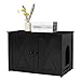 Dwanton Litter Box Enclosure, Cat Litter Box Furniture Hidden, Reversible Entrance Can Be on Left or Right Side, Wooden Cat Washroom Indoor, Black, 27.6 Inches