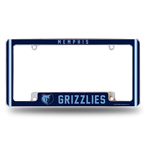 Rico Industries NBA Memphis Grizzlies Classic 12" x 6" Chrome All Over Automotive License Plate Frame for Car/Truck/SUV