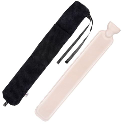 HomeTop Premium 2.25 Liters Rubber Hot Water Bottle w/Soft Fleece Cover(Black White)