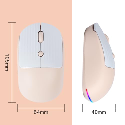 Image of Super Space Wireless Bluetooth Mouse, 2.4G Cute Silent Computer Mouse for Tablet Phone, Dual Mode (BT+USB Receiver) with 3 Level Dpi Portable Rechargeable Mice for Office Home(Pink)