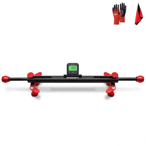 DESEQPT Steering Wheel Level Alignment Tool - Steering Wheel Level Bar Tool - Aluminum Alloy 190mm-370mm Universal Use for Passenger Cars Vans & Trucks