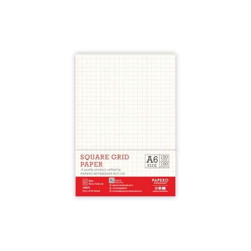 Image of PaperO A6 Square Loose Leaf Grid Paper /Sheets, 5mm Graph Pages, 100 GSM Thick Paper, 100 Pages, Kraft Cover, 4.1 x 5.8 Inch, Refillable Binder Sheets for Architects, Designers, Drawing & Sketching