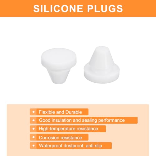 Image of uxcell 36 Pcs Silicone Plugs, Rubber Round Snap in Locking Hole Plugs for 7-8mm Hole, Hole Stoppers Waterproof Hole Plug for Metal Tube, Furniture End Caps Inserts, White
