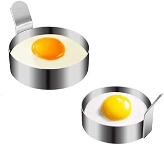KOKSI Egg Ring, Stainless Steel Round Eggs Frying Rings, Non-Stick Cooking Egg Mold for Frying Pan, Easy Cooking Omlete Fried Egg Pancake Beefsteak (2 Packs)