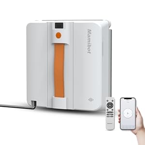 Mamibot W120-DP Fensterputzroboter mit Sprühfunktion, intelligente Pfadplanung, doppelter Kreuz-Wasserstrahl, Fern- und App-Steuerung für Glasreinigung, Orange