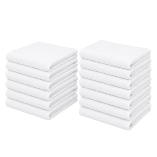 Aunti Em's Kitchen Flour Sack Dish Towels - Natural Cotton for Embroidery and Drying Glass, Hand, Dinnerware - Plain, Thick, Zero-Lint - Highly Absorbent - Set of 13, 27 x 27 Inch, White