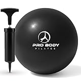 ProBody Pilates Small Exercise Ball with Pump - 9 Inch Workout Ball for Stability, Barre, Yoga, Core & Physical Therapy, Home Gym & Office Use (Black)