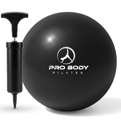 ProBody Pilates Small Exercise Ball with Pump - 9 Inch Workout Ball for Stability, Barre, Yoga, Core & Physical Therapy, Home Gym & Office Use (Black)