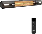 YESERLI Wall Mounted Patio Heater with LED Light, 1500W Electric Outdoor Heater, Fast Carbon Infrared Heating with Remote & Timer, IP65 Waterproof for Backyard, Gazebo and Outside Evening