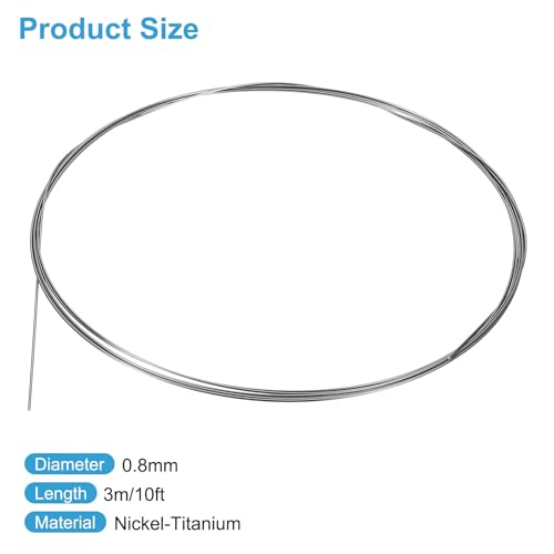 QUARKZMAN 10 Fuß Nitinol Draht 1 Stück 0.8mm Superelastischer Nitinol Formgedächtnis Vorgeformter Draht Nickel-Titanium Federstahldraht Für Forschungslabore DIY Unterrichtsdisplay