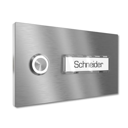 Sonnette de porte apparente inox V2A avec bouton-poussoir LED éclairage du nom