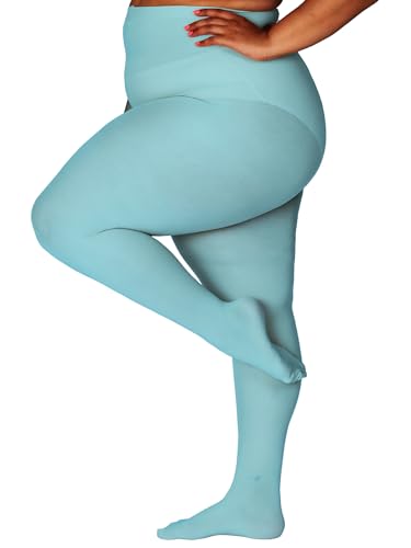 Image of HONENNA Queen Plus Size Tights Semi Opaque Control Top High Waist Stockings Nylons Pantyhose for Women 1X 2X 3X 4X 5X 6X