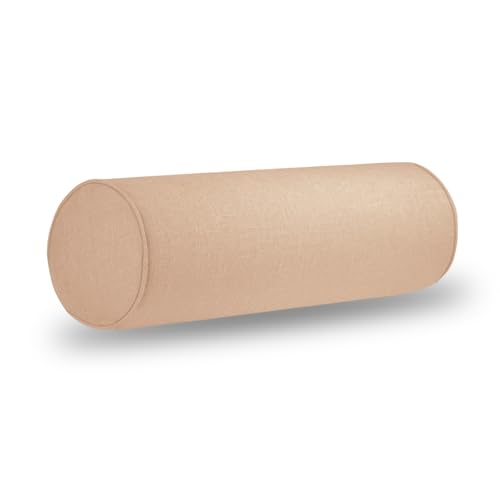 Tinbolunce Neck Roll Pillowcases with Zipper - Full Moon Bolster/Round Cylinder Pillow Case Cover for Bedroom Living Room Sofa - Solid Color Cervical Throw Pillow Covers