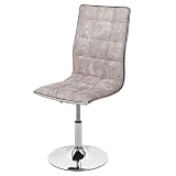 [RÉSUMÉ] Chaise de salle à manger cuisine, pivotante réglable en hauteur, tissu/textile gris vintage Cette chaise de salle à manger présente un motif en losange matelassé sur le revêtement du siège et une garniture au fini chromé.