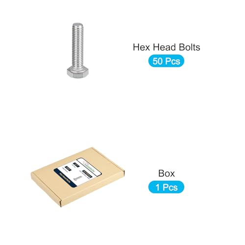 Image of METALLIXITY Hex Bolts (M6-1x25mm) 50Pcs, 304 Stainless Steel Coarse Fully Threaded Hex Head Screw Bolt Machine Screws - for Furniture Repair, Silver