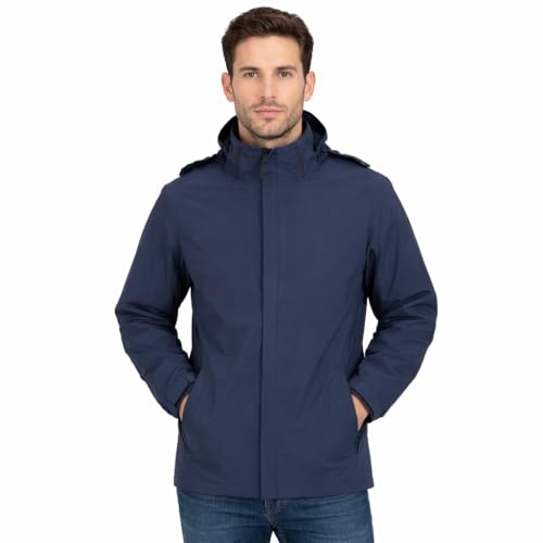 Blu Apparel Mens Waterproof Jacket Men's Rain Jackets Windproof Breathable Mesh Lined Coat for Men (UK, Alpha, M, Regular, Regular, Navy)