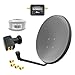 Produktbild 60 cm HD Sat Anlage Quad LNB + 15 m Koaxialkabel 135 dB + Satfinder + 4 F-Stecker Digital 4 Teilnehmer Antenne Grau UHD 4K