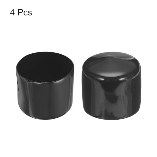 Image of uxcell 4pcs Rubber End Caps 49mm ID Vinyl Round End Cap Cover Screw Thread Protectors Black, 40mm Height