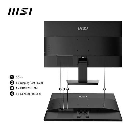 Image of MSI Pro MP2412 Monitor 23.8 Inches, Full HD (1920 x 1080), 100Hz, VA, 4ms, FreeSync, HDMI, VGA, Anti-Glare, Anti-Flicker, Less Blue Light, TUV, VESA, Kensington, Black
