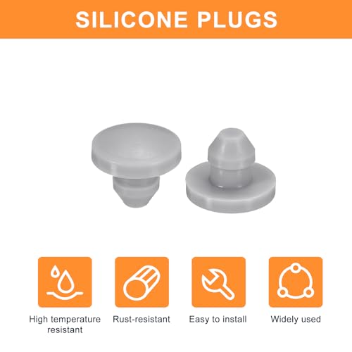 Image of uxcell 28Pcs Silicone Plugs, Rubber Round Snap in Locking Hole Plugs for 3.5mm Hole, Hole Stoppers Waterproof Hole Plug for Metal Tube, Furniture End Caps Inserts, Grey