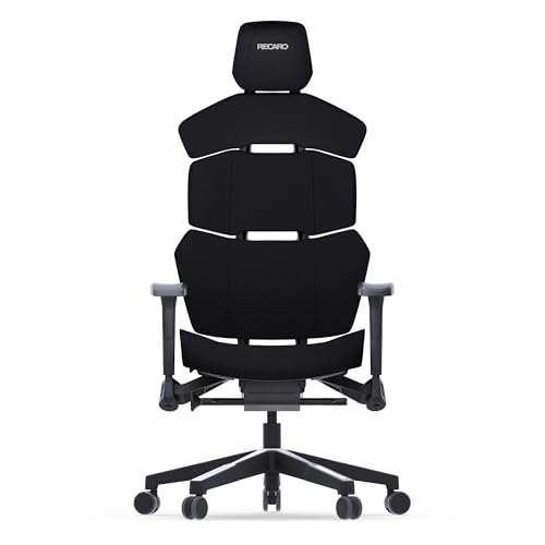 RECARO NXT Full Upgrade Premium Gaming & Bürostuhl Ergonomisch [Büro-Zertifiziert] | Made in Germany | Stoff/Stoff + 5D Armlehne | Höhenverstellbar - bis 150kg, Raven Black