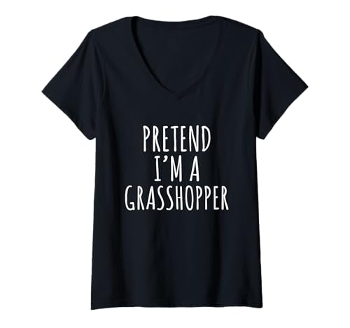 Womens Lazy Halloween Costume Pretend I'm A Grasshopper Simple V-Neck T-Shirt