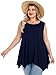LARACE Womens Plus Size Tank Tops Summer Sleeveless Shirts Casual Loose Tunic Blouses(Navy Blue L)