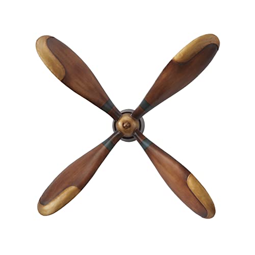Deco 79 Hélice de avión de metal de 4 cuchillas para decoración de pared con detalles de aviación, 32 x 5 x 32 pulgadas, marrón Cover