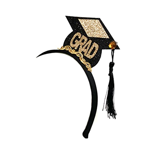 Dzrige Mini Graduation Hat Headband Mini Graduation Cap Headband Bachelor Cap Headband Glitter Grad Hat Headband With Black Tassel For Graduation Party Supplies,Party Favor,Graduation Decorations #TOP1