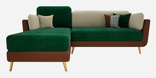 Image of Black Wood Modern Montez RHS Sectional Sofa (2 + Lounger) with Extra Luxury Comfort for Bedroom, Living Room, Dining Room, Drawing Room, Home Office in Bug Resistant Wood Structure