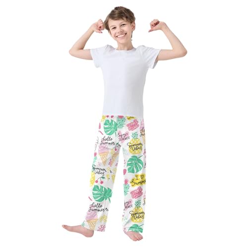 I Love Summer Boys Long Pants Soft Trousers Elastic Waist Kids Lounge Bottoms with Pockets S-XL2