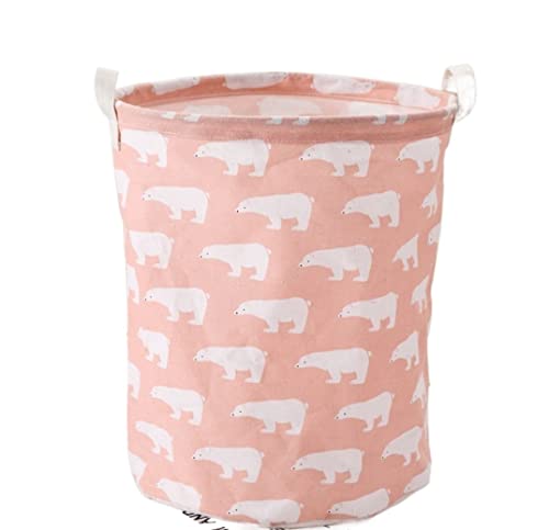 Iwenzhkpa Eisbär Faltbarer Wäschekorb Rosa