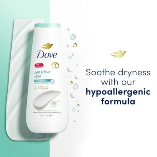 Dove Sensitive Skin Long Lasting Gentle Hypoallergenic Body Wash 20 fl oz - Pack of 2 (40 fl oz in total)