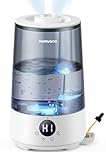 Homvana Humidifiers for Bedroom Home, 3.6 L Cool Mist Top-Fill 34H Super Long Time, Quiet 16dB, Baby Humidifier, Oil Diffuser Large, Plants, Nursery, Office BPA FREE, 7 Color Light (Grey)