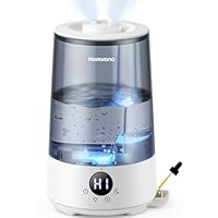 Homvana Luchtbevochtiger slaapkamer, 1,8L bovenste vulkoelnevel, kleine luchtbevochtiger voor babykinderkamer, planten en kinderkamers, 3-in-1 diffuser, luchtbevochtiger voor slaapkamer, baby