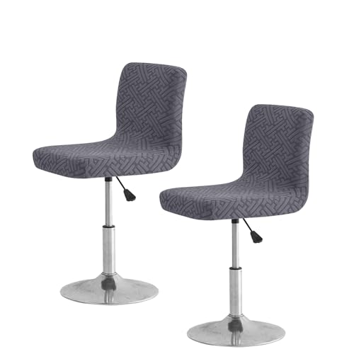 Image of FUANGUI Bar Stool Covers with Backs, 2 Pack Stretch Bar Stool Chair Covers, Knitted Jacquard Bar Stool Covers,Washable Bar Chair Covers Swivel Barstool Slipcovers (Knitted Dark Drey 01)