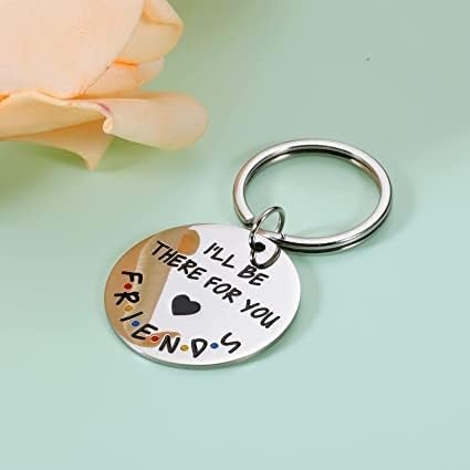 Image of Best Friend Friends TV Show Merchandise Keychain Gift for Women Men Friends I'll Be There for You Keychain for BFF Couples Dad Mom Birthday Graduation Christmas Double-sided Keyring Friendship