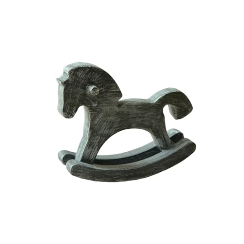 Cadeau de pendaison de crémaillère cheval à bascule en bois bleu gris chic